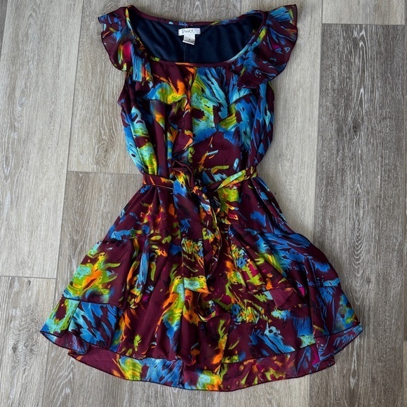 Pinky Dresses & Skirts - Floral Ruffle Tie-Waist Mini Dress NWOT